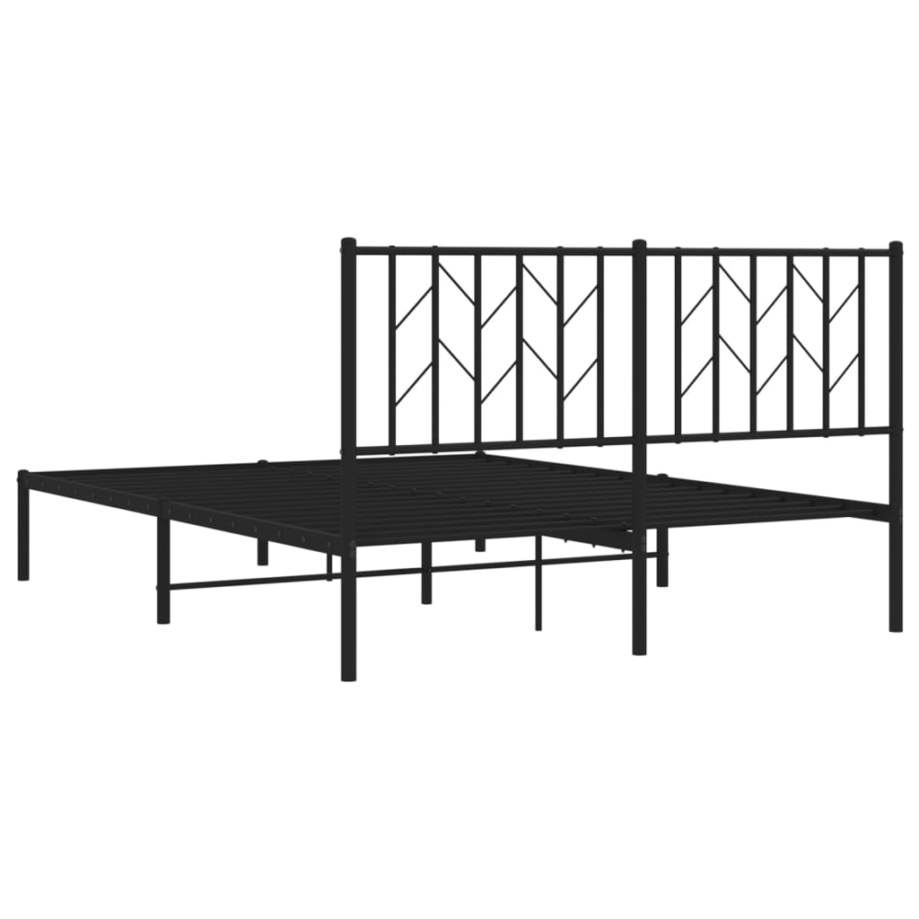 Bettgestell mit Kopfteil Metall Schwarz 140x190 cm