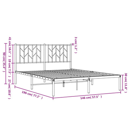 Bettgestell mit Kopfteil Metall Schwarz 140x190 cm