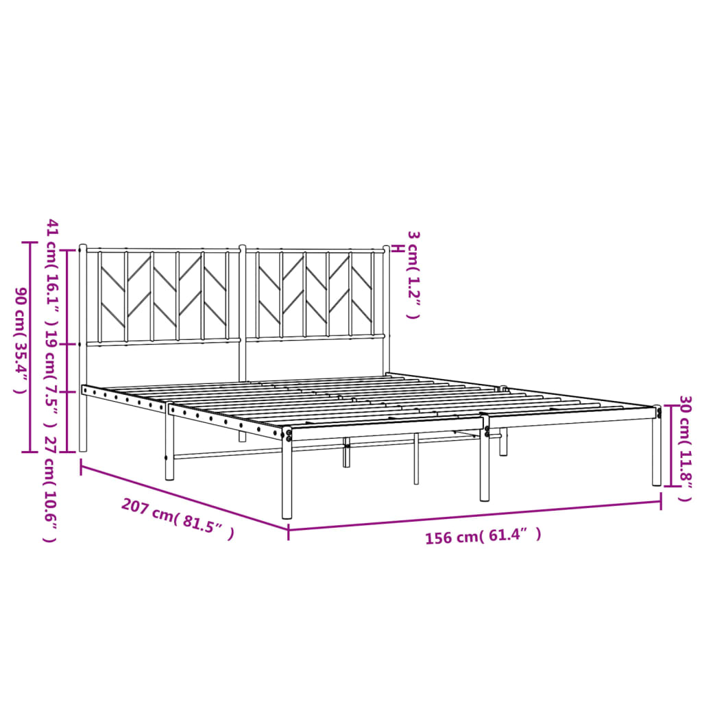 Bettgestell mit Kopfteil Metall Weiß 150x200 cm