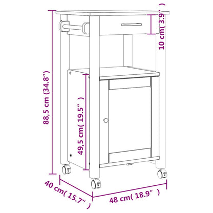 Küchenwagen MONZA 48x40x88,5 cm Massivholz Kiefer