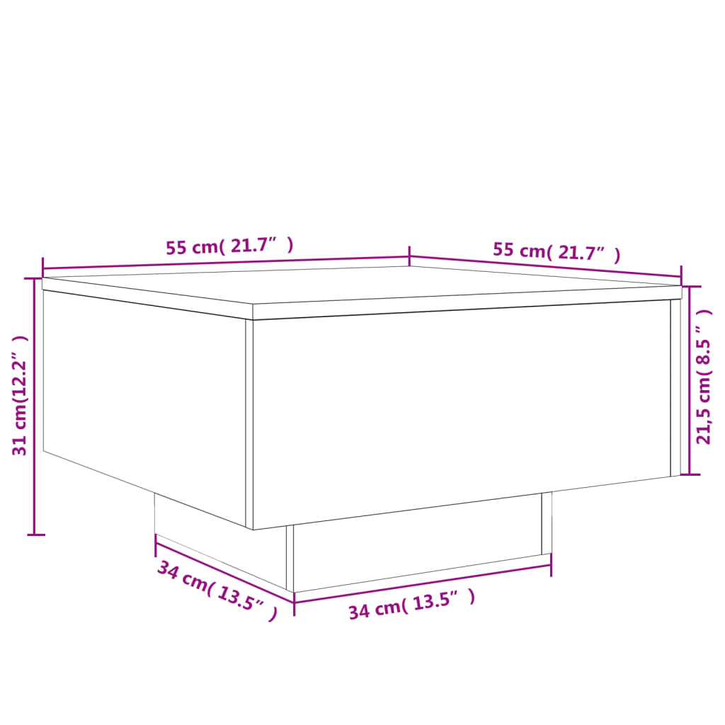 Couchtisch Grau Sonoma 55x55x31 cm Holzwerkstoff