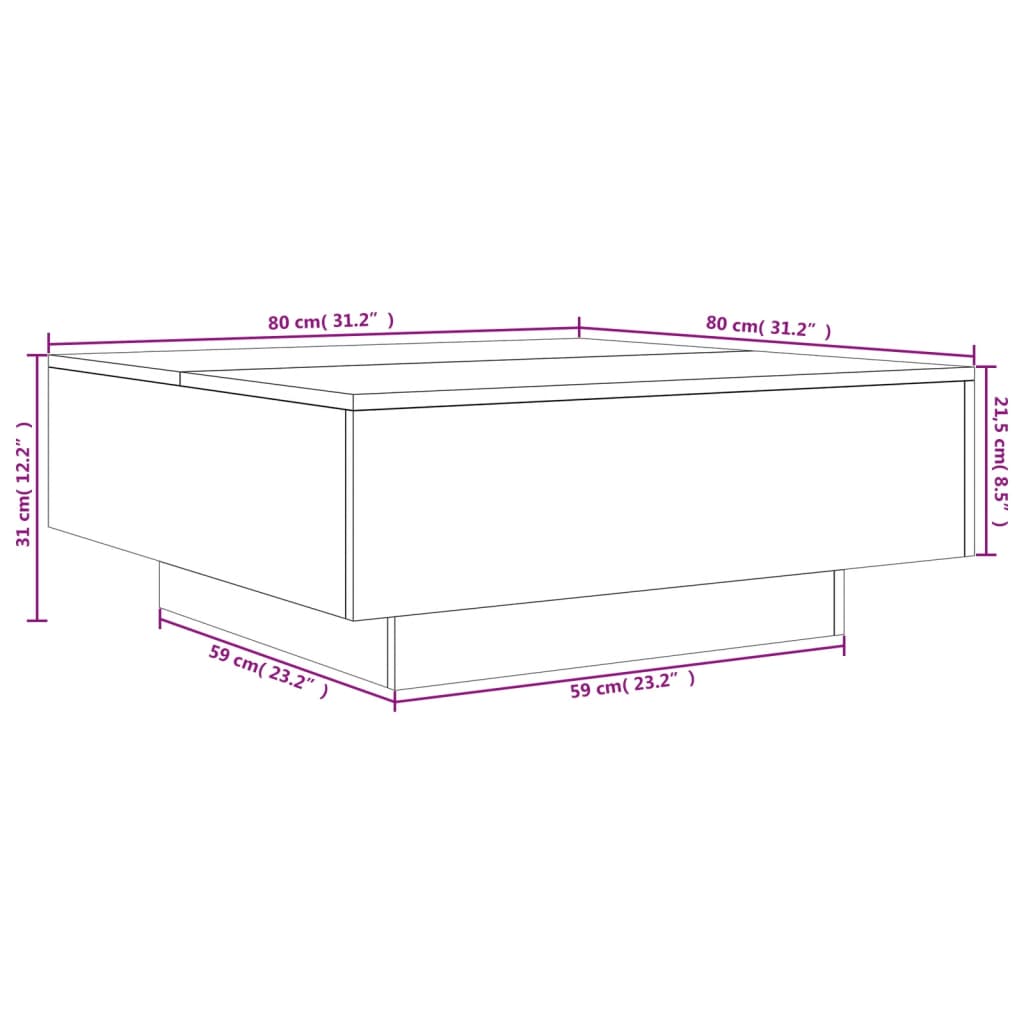 Couchtisch Sonoma-Eiche 80x80x31 cm Holzwerkstoff