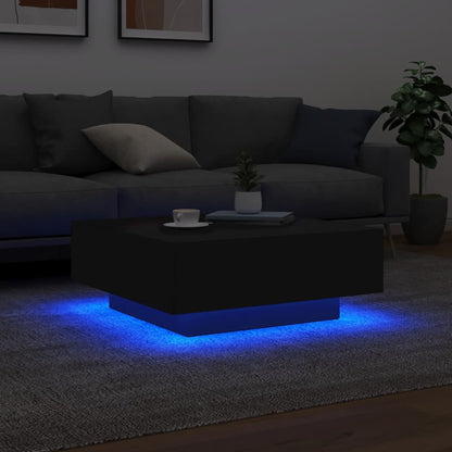 Couchtisch mit LED-Leuchten Schwarz 80x80x31 cm