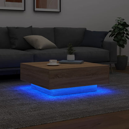 Couchtisch mit LED-Leuchten Sonoma-Eiche 80x80x31 cm