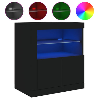 Sideboard mit LED-Leuchten Schwarz 60,5x37x67 cm