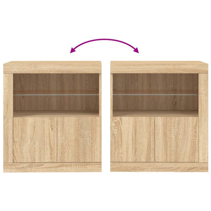 Sideboard mit LED-Leuchten Sonoma-Eiche 60,5x37x67 cm