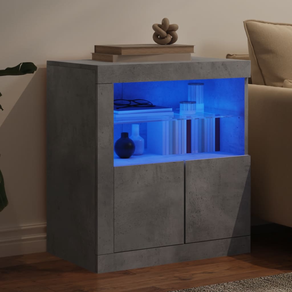 Sideboard mit LED-Leuchten Betongrau 60,5x37x67 cm