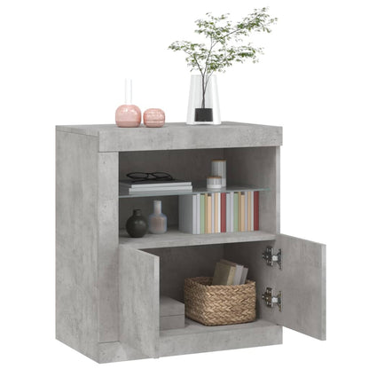 Sideboard mit LED-Leuchten Betongrau 60,5x37x67 cm