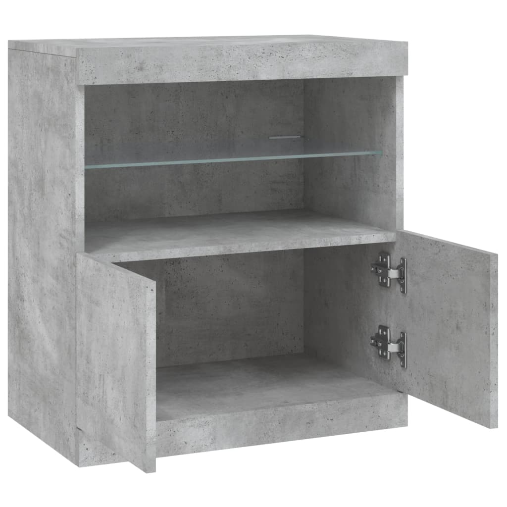 Sideboard mit LED-Leuchten Betongrau 60,5x37x67 cm