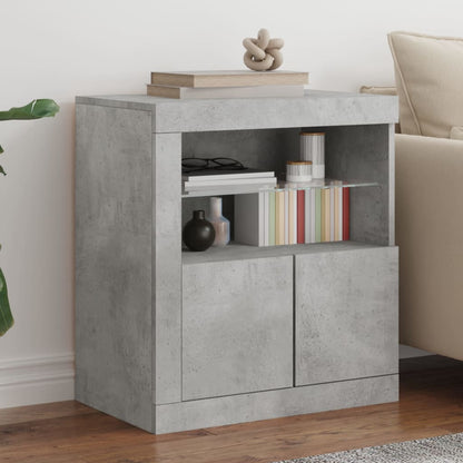 Sideboard mit LED-Leuchten Betongrau 60,5x37x67 cm