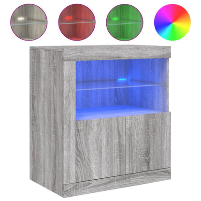 Sideboard mit LED-Leuchten Grau Sonoma 60,5x37x67 cm