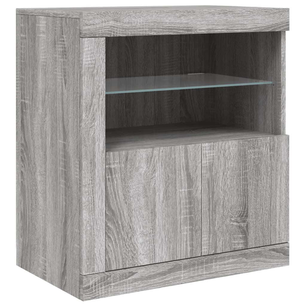 Sideboard mit LED-Leuchten Grau Sonoma 60,5x37x67 cm