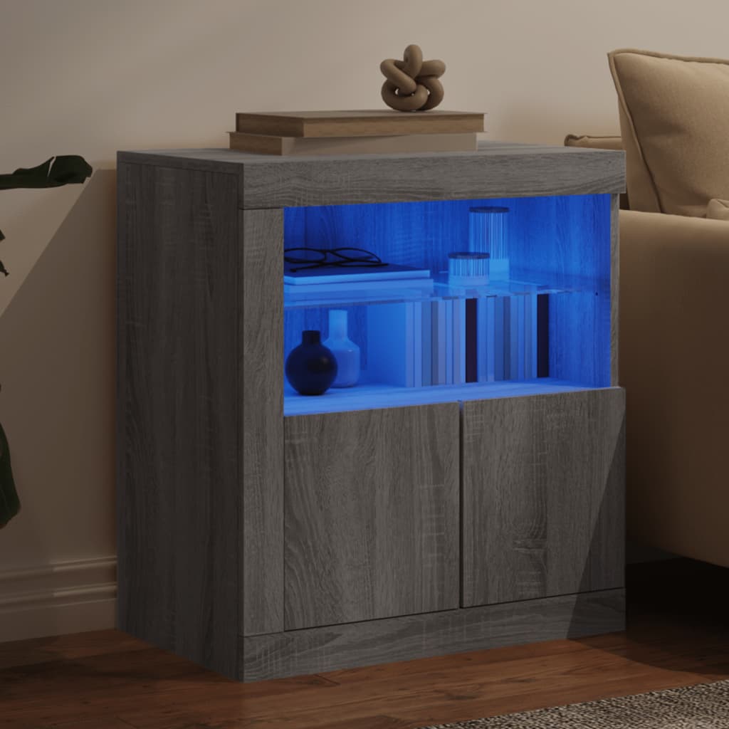 Sideboard mit LED-Leuchten Grau Sonoma 60,5x37x67 cm