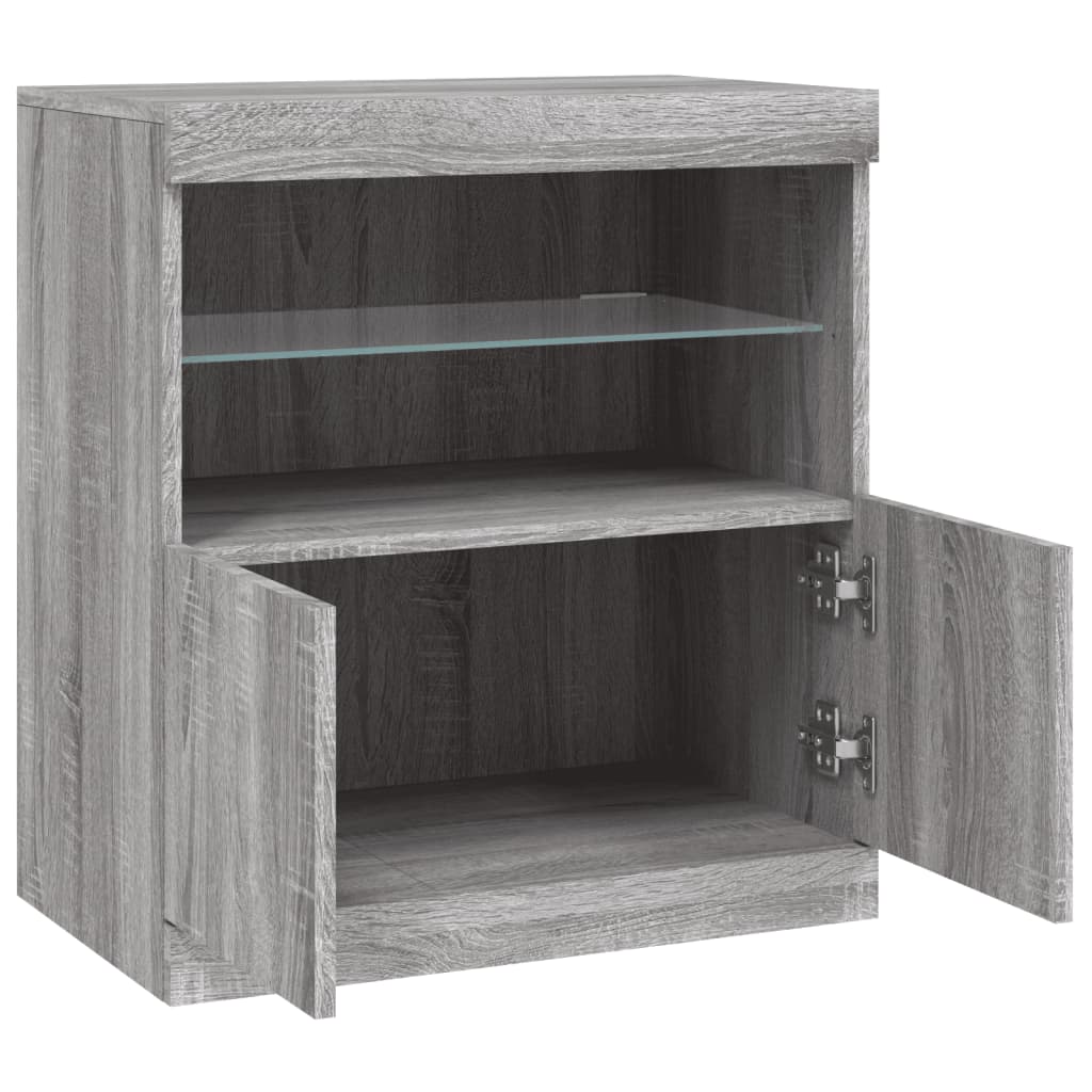 Sideboard mit LED-Leuchten Grau Sonoma 60,5x37x67 cm