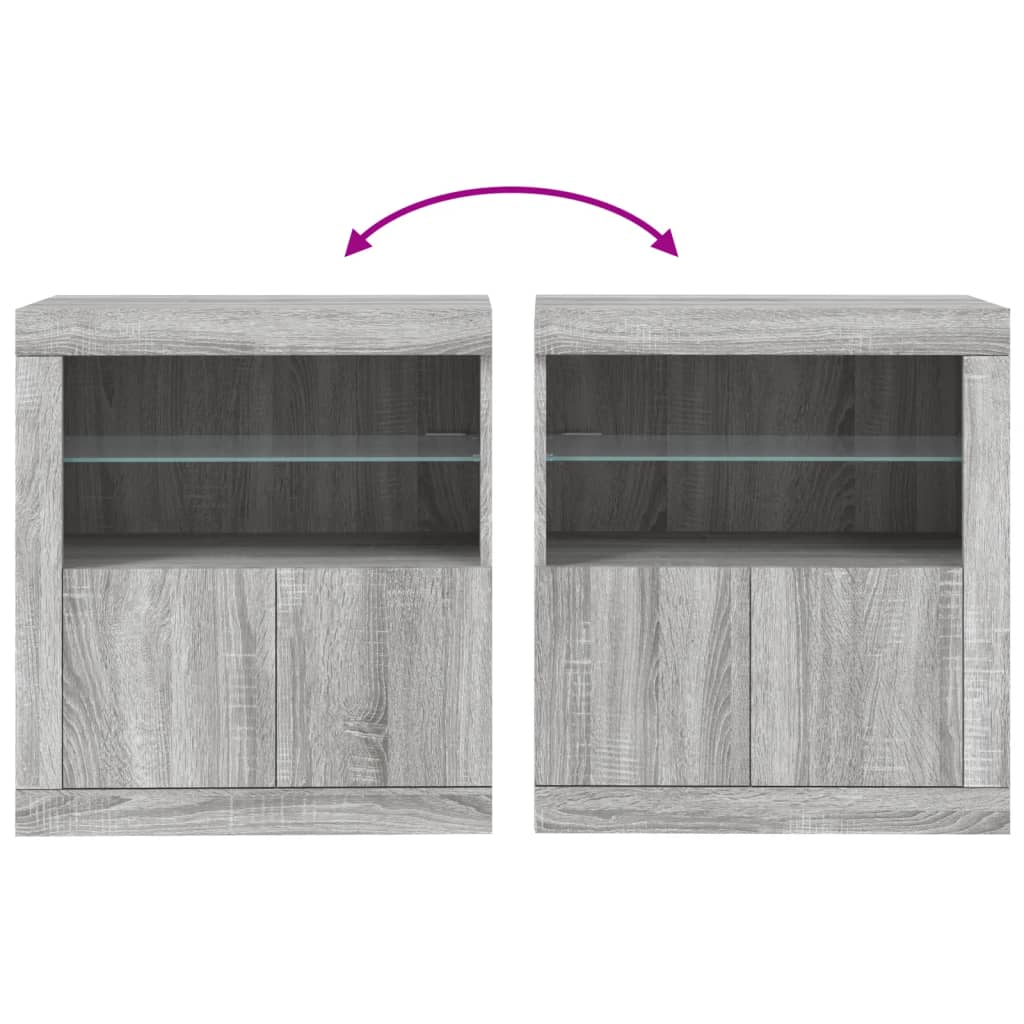 Sideboard mit LED-Leuchten Grau Sonoma 60,5x37x67 cm