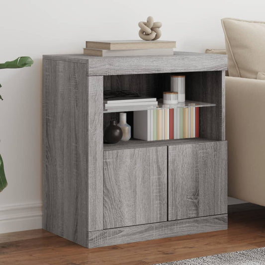 Sideboard mit LED-Leuchten Grau Sonoma 60,5x37x67 cm