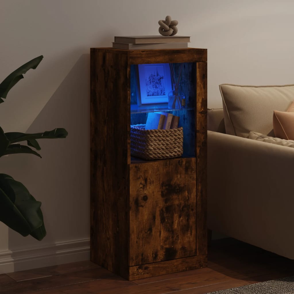 Sideboard mit LED-Leuchten Räuchereiche 41x37x100 cm