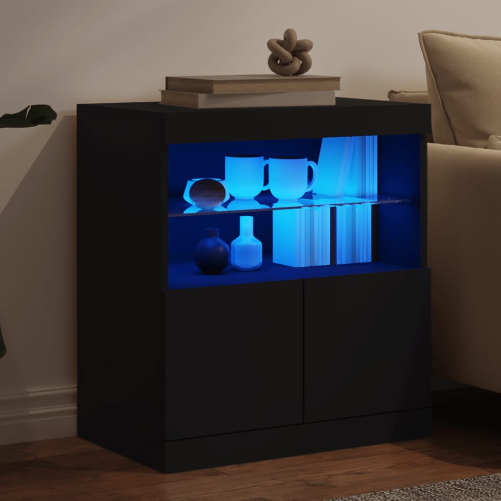 Sideboard mit LED-Leuchten Schwarz 60x37x67 cm