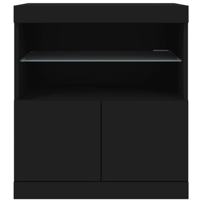 Sideboard mit LED-Leuchten Schwarz 60x37x67 cm