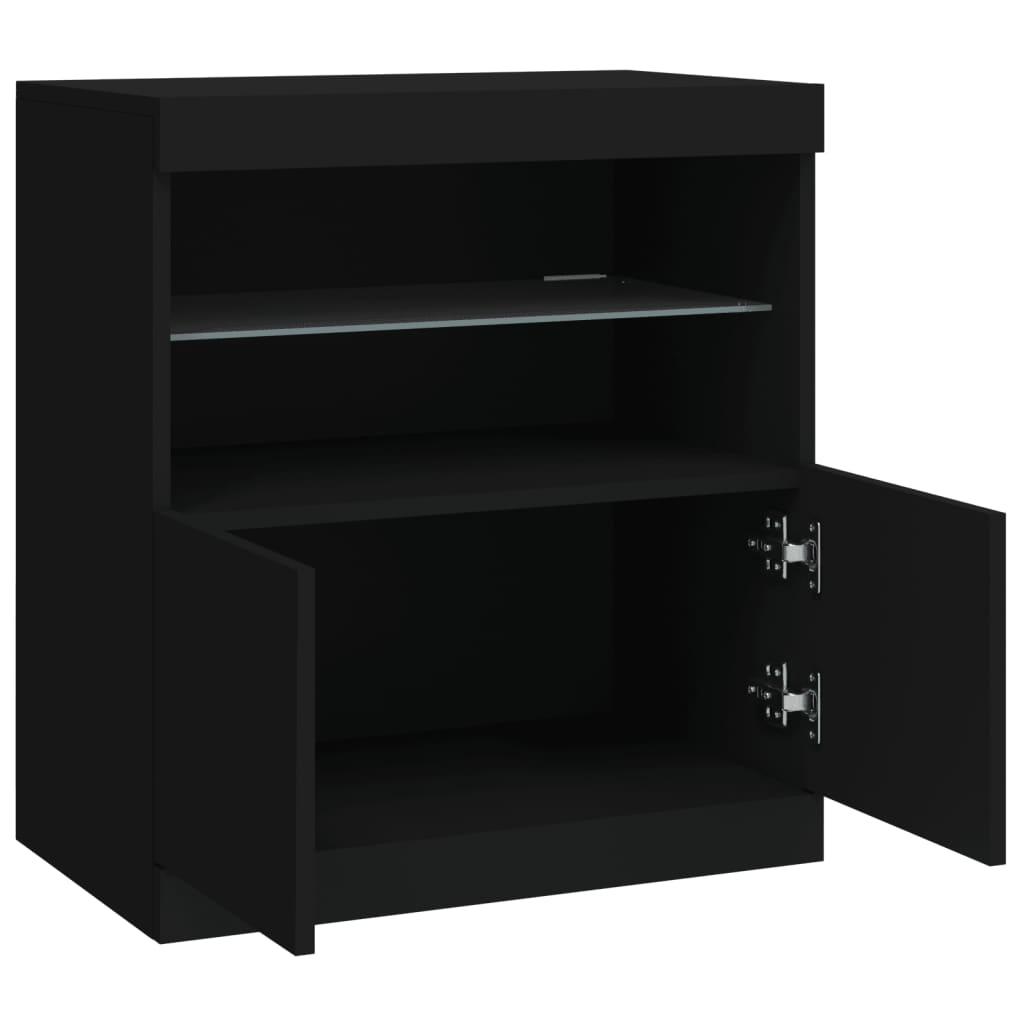 Sideboard mit LED-Leuchten Schwarz 60x37x67 cm