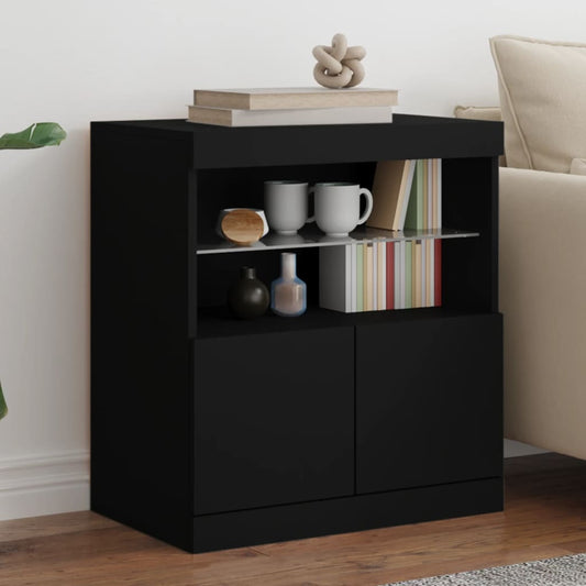 Sideboard mit LED-Leuchten Schwarz 60x37x67 cm