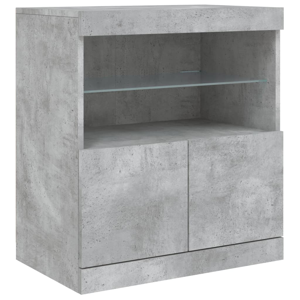 Sideboard mit LED-Leuchten Betongrau 60x37x67 cm