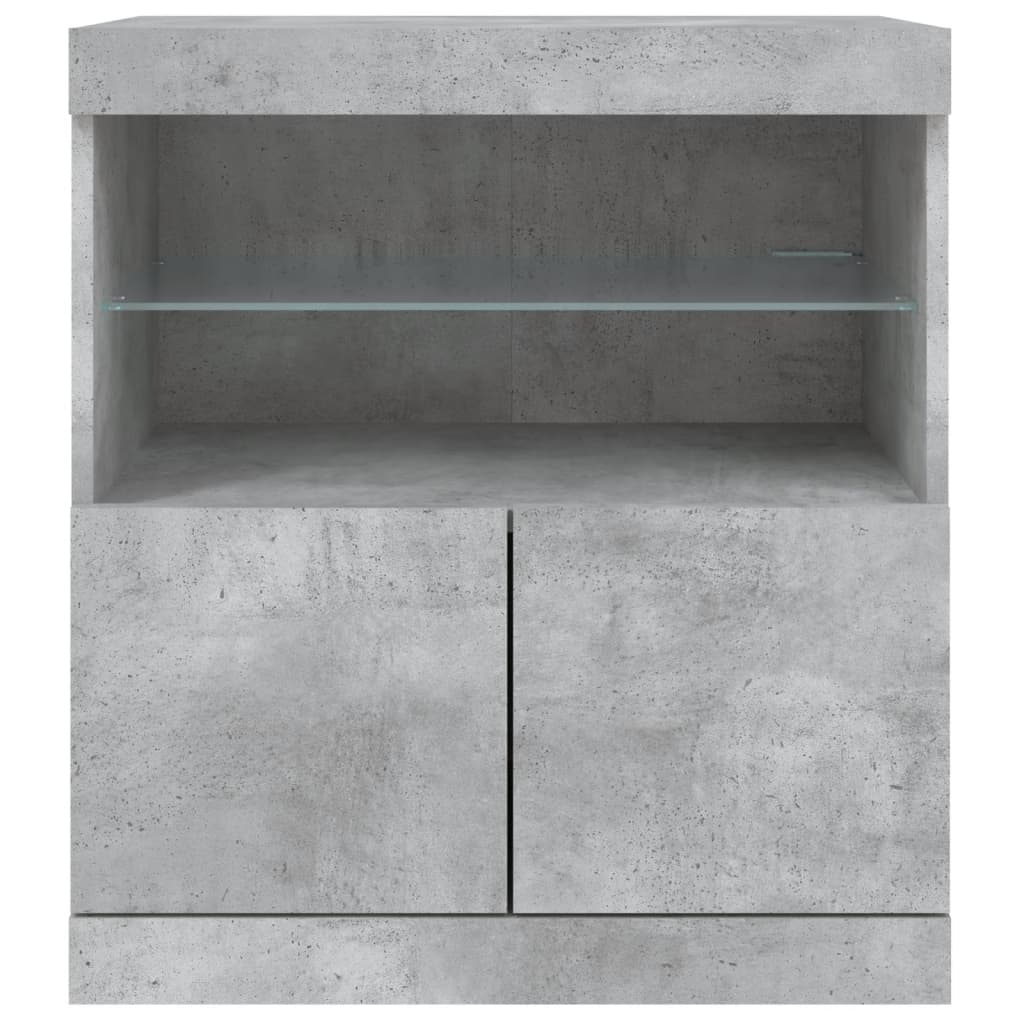 Sideboard mit LED-Leuchten Betongrau 60x37x67 cm