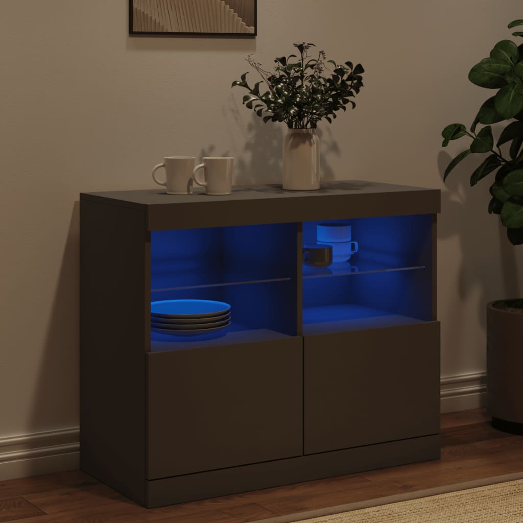 Sideboard mit LED-Leuchten Schwarz 81x37x67 cm