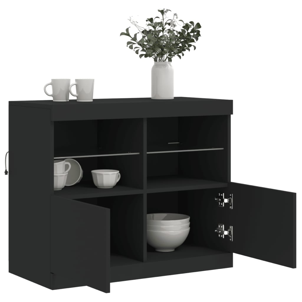 Sideboard mit LED-Leuchten Schwarz 81x37x67 cm