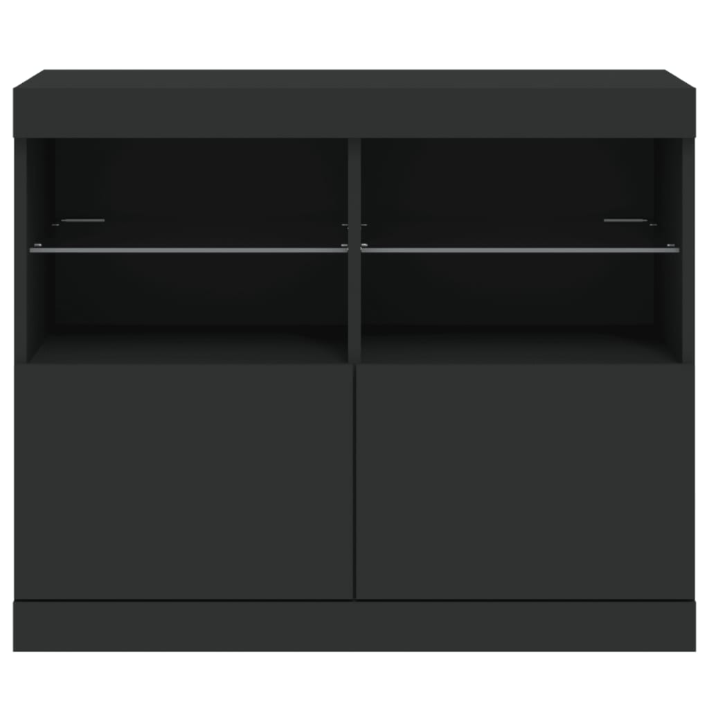 Sideboard mit LED-Leuchten Schwarz 81x37x67 cm