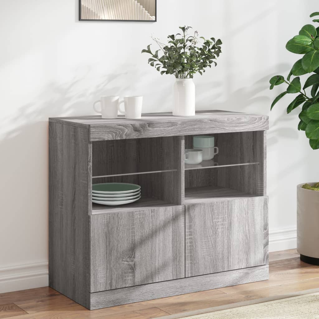 Sideboard mit LED-Leuchten Grau Sonoma 81x37x67 cm