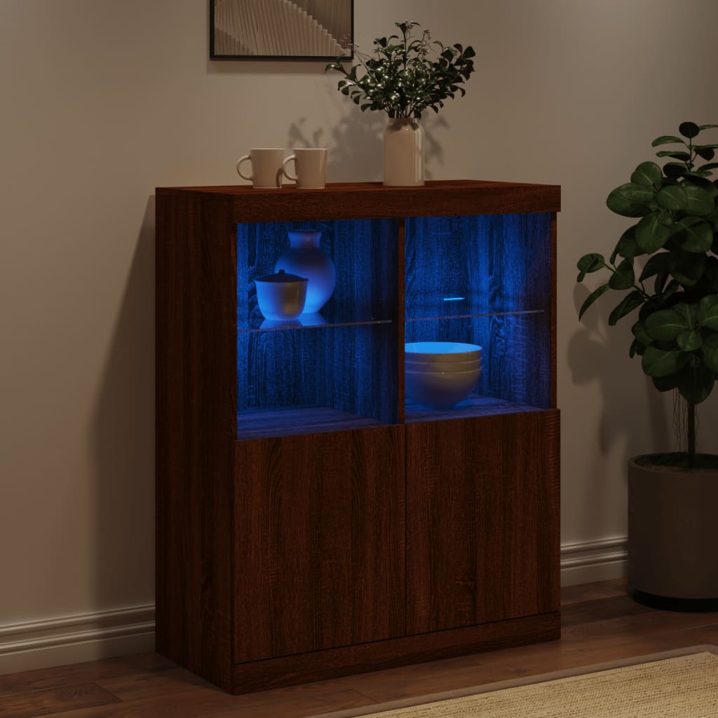 Sideboard mit LED-Leuchten Braun Eichen-Optik 81x37x100 cm