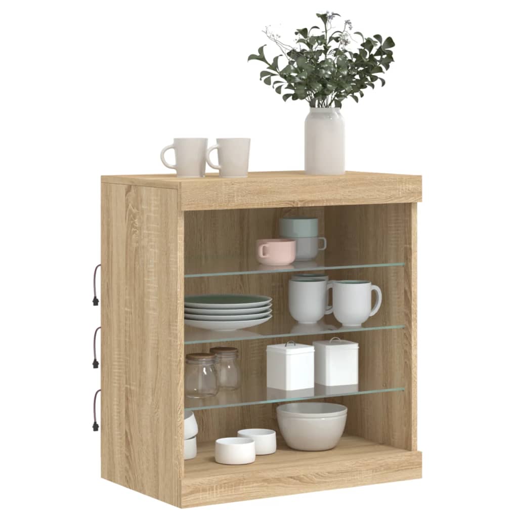 Sideboard mit LED-Leuchten Sonoma-Eiche 60,5x37x67 cm