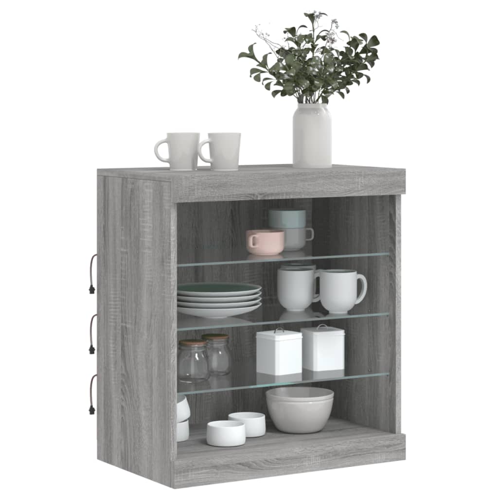 Sideboard mit LED-Leuchten Grau Sonoma 60,5x37x67 cm