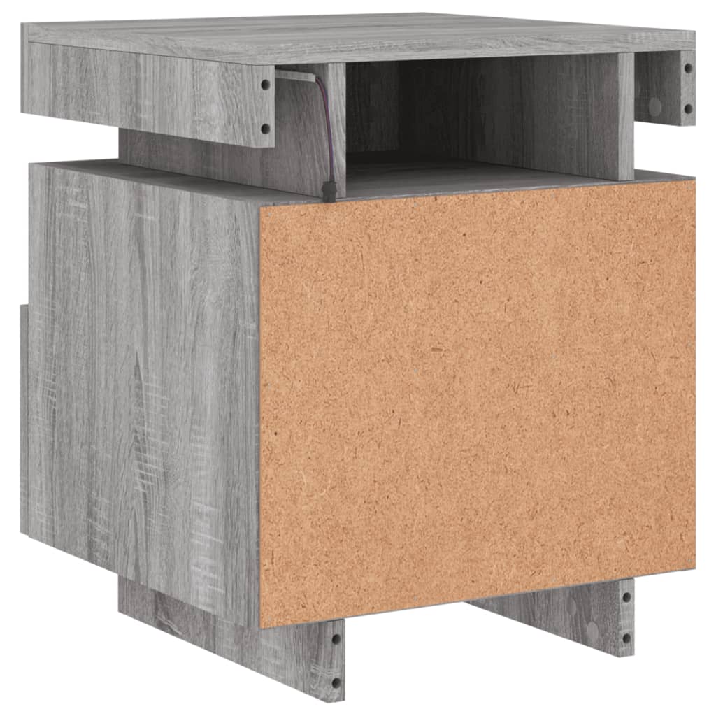 Nachttische mit LED-Leuchten 2 Stk. Grau Sonoma 40x39x48,5 cm