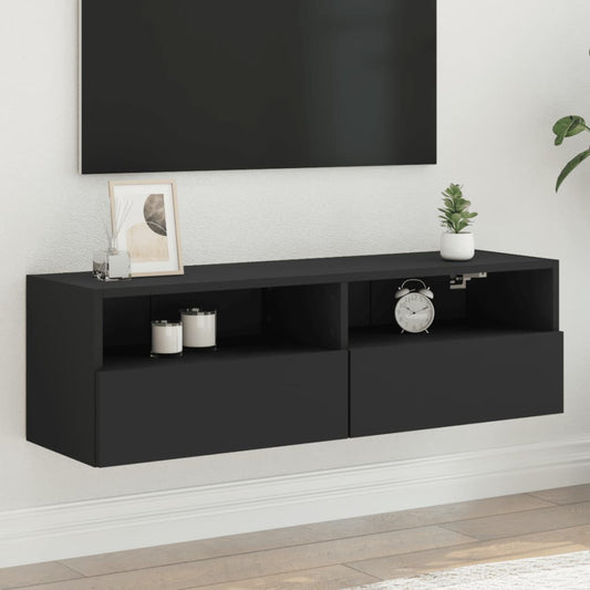 TV-Wandschrank Schwarz 100x30x30 cm Holzwerkstoff