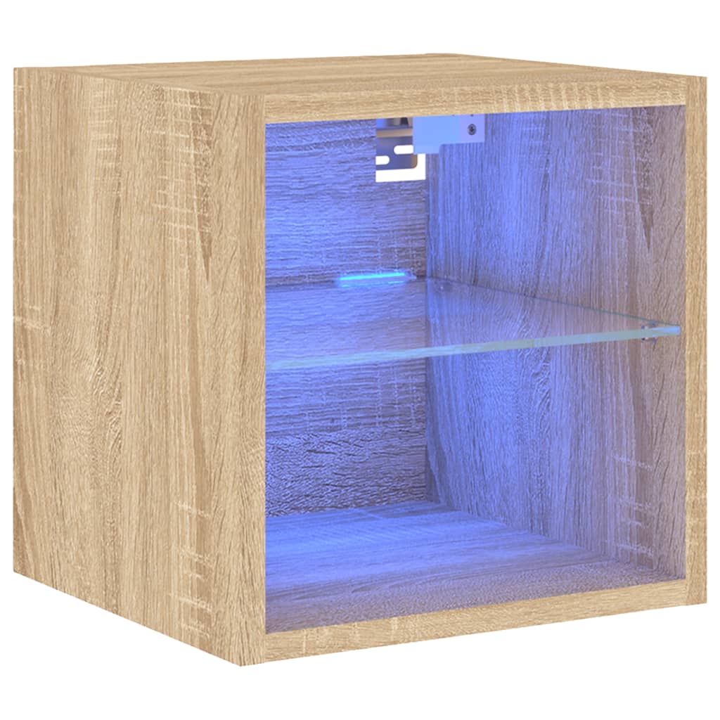 TV-Wandschrank mit LED-Leuchten Sonoma-Eiche 30x28,5x30 cm