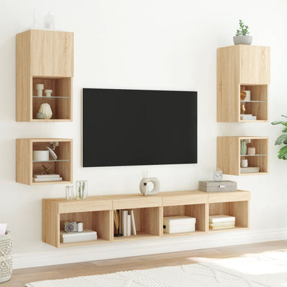 TV-Wandschrank mit LED-Leuchten Sonoma-Eiche 30x28,5x30 cm