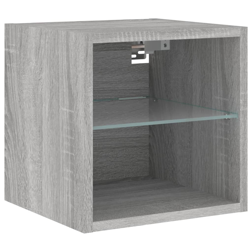 TV-Wandschrank mit LED-Leuchten Grau Sonoma 30x28,5x30 cm