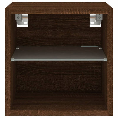 TV-Wandschrank mit LED-Leuchten Braun Eichen-Optik 30x28,5x30cm