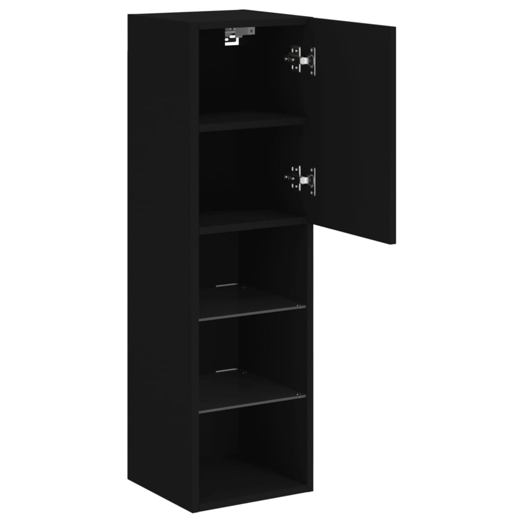 TV-Schrank mit LED-Leuchten Schwarz 30,5x30x102 cm