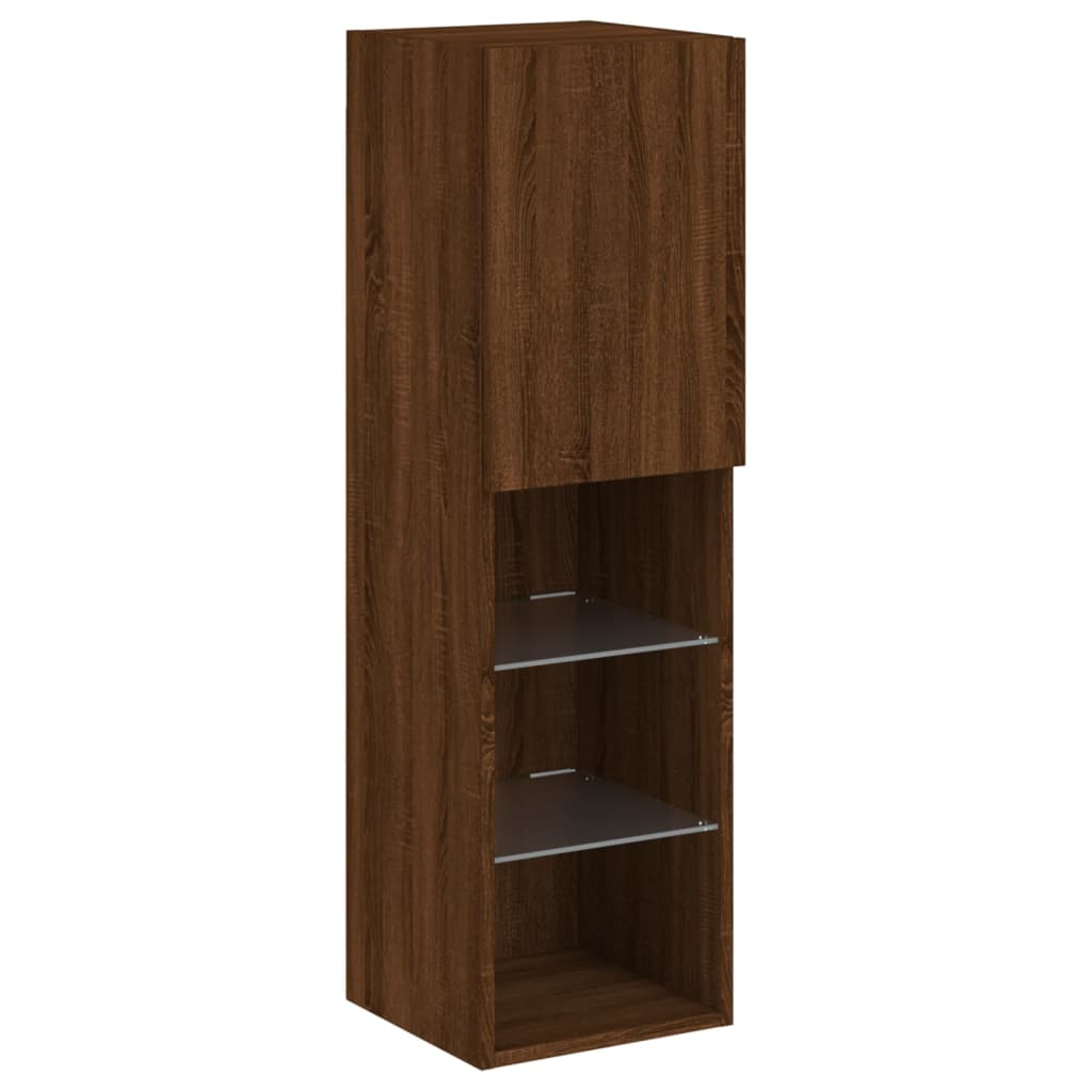 TV-Schrank mit LED-Leuchten Braun Eichen-Optik 30,5x30x102 cm