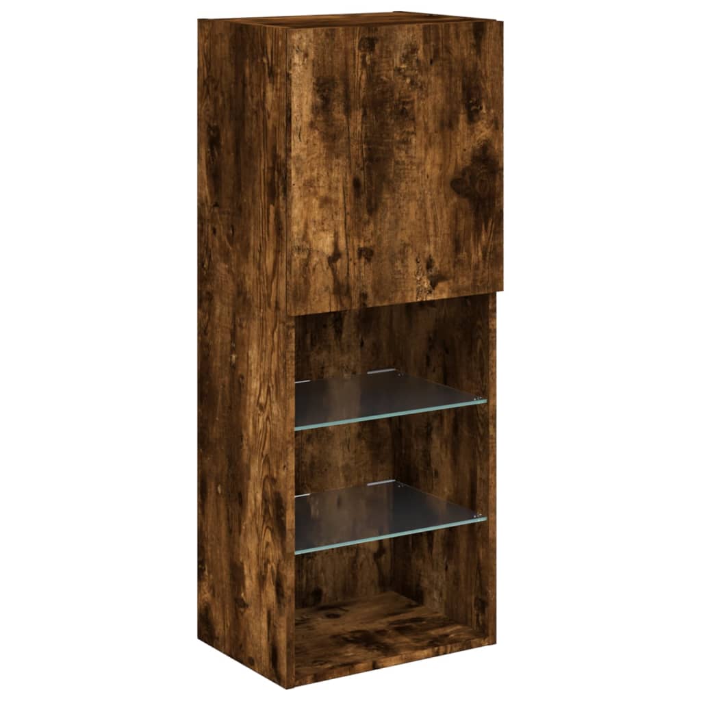 TV-Schrank mit LED-Leuchten Räuchereiche 40,5x30x102 cm