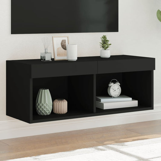 TV-Schrank mit LED-Leuchten Schwarz 80x30x30 cm