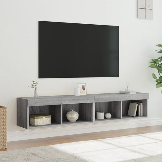 TV-Schränke mit LED-Leuchten 2 Stk. Grau Sonoma 80x30x30 cm