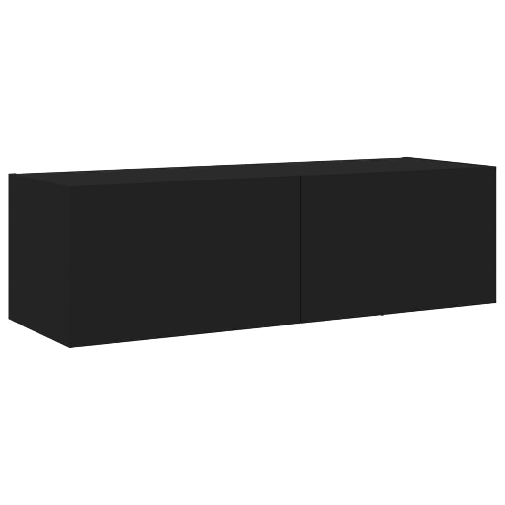 TV-Wandschrank mit LED-Leuchten Schwarz 100x35x31 cm