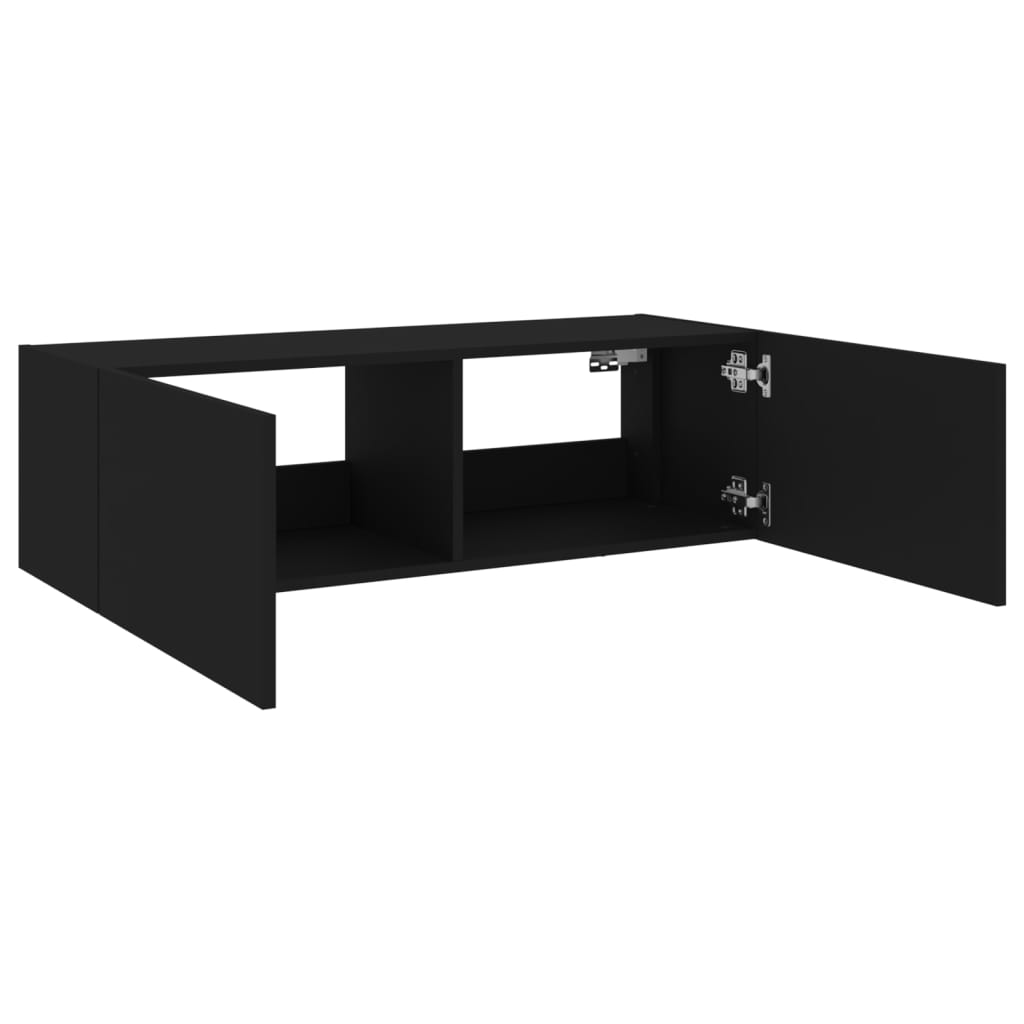 TV-Wandschrank mit LED-Leuchten Schwarz 100x35x31 cm