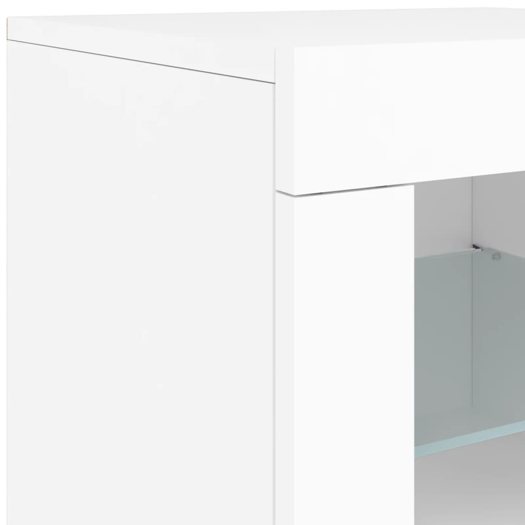 Sideboard mit LED-Leuchten Weiß 162x37x67 cm