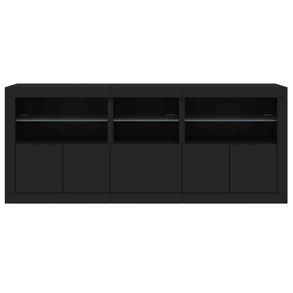 Sideboard mit LED-Leuchten Schwarz 162x37x67 cm