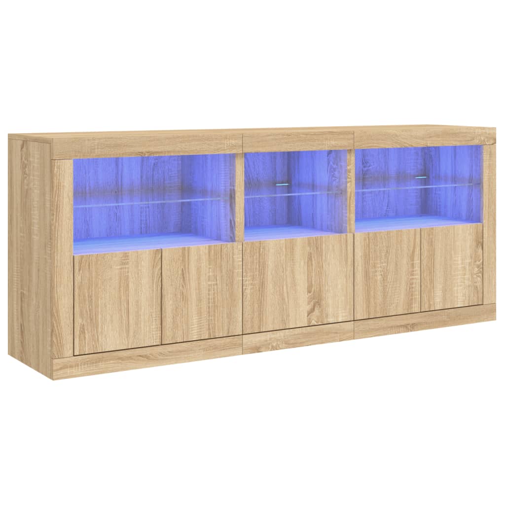 Sideboard mit LED-Leuchten Sonoma-Eiche 162x37x67 cm